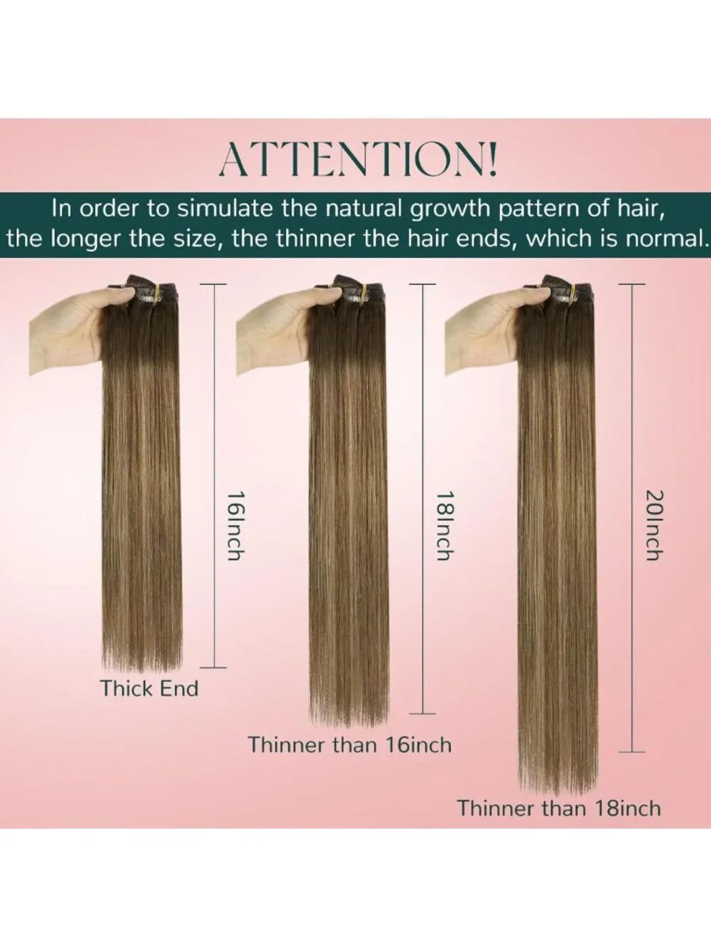 20 Inch Balayage Clip-In Hair Extensions, Easy Application, 120g, 7 Pieces